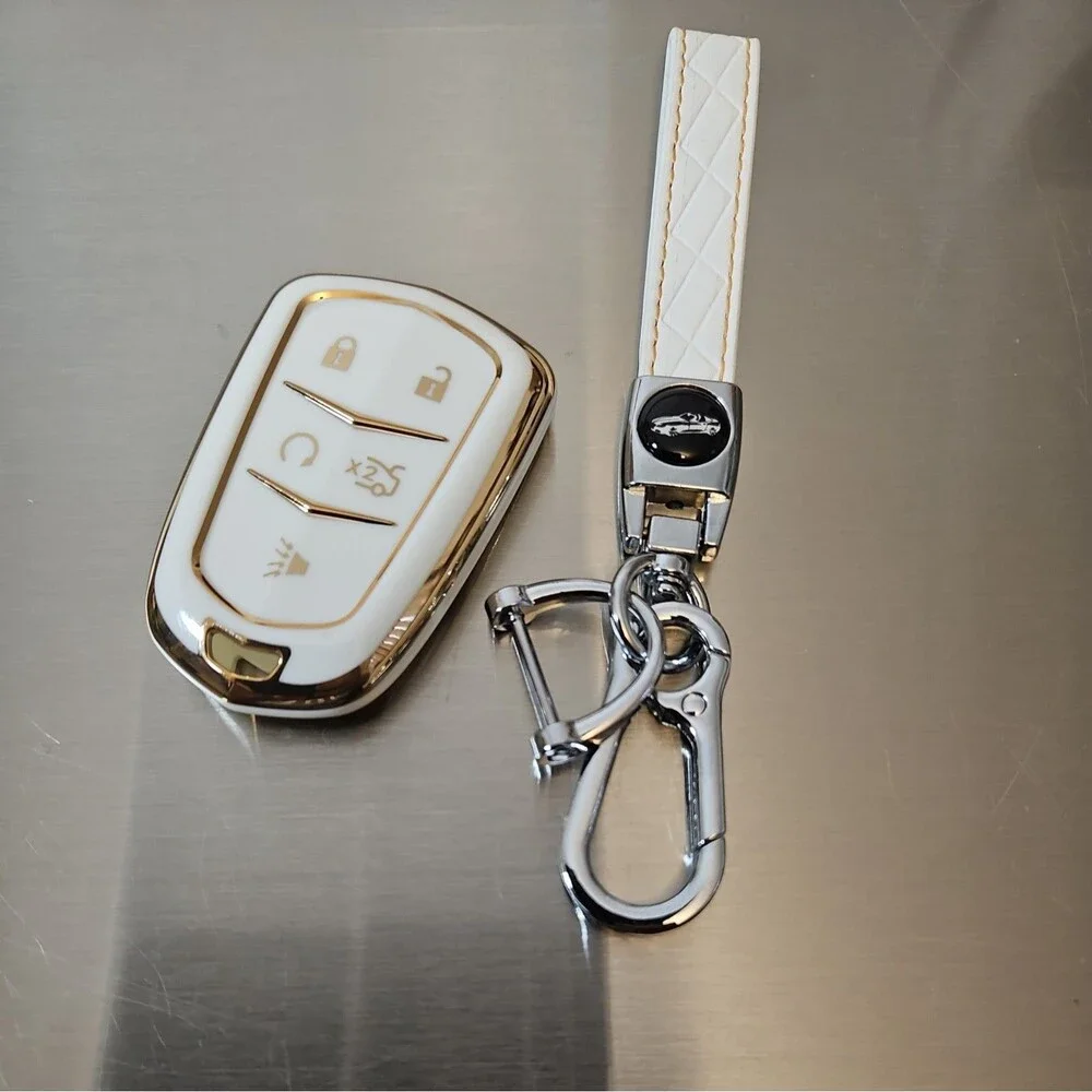 For Cadillac Key Fob Cover with Keychain TPU Protector Suitable for Cadillac